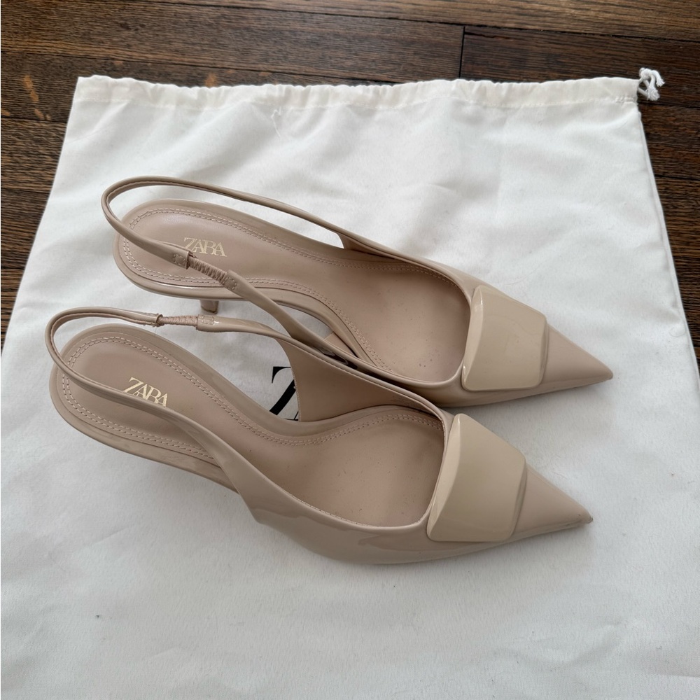 Zara Women's Nude Pointed Slingback Heels